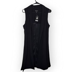 Topshop Sleeveless Side Split Coat in Black size 4 US NWT